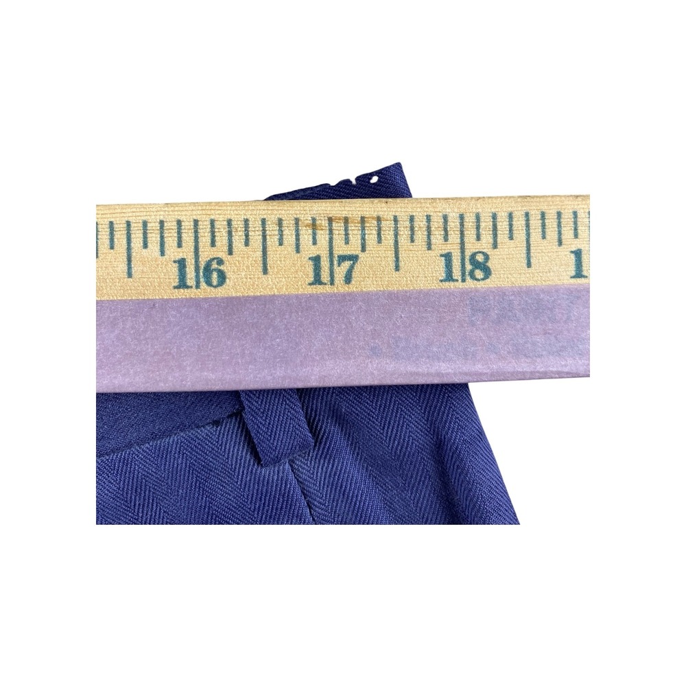 Tom James Mens Tailored Pleated Dress Pants Navy Blue Wool Blend Size 36x32 - Picture 5 of 8